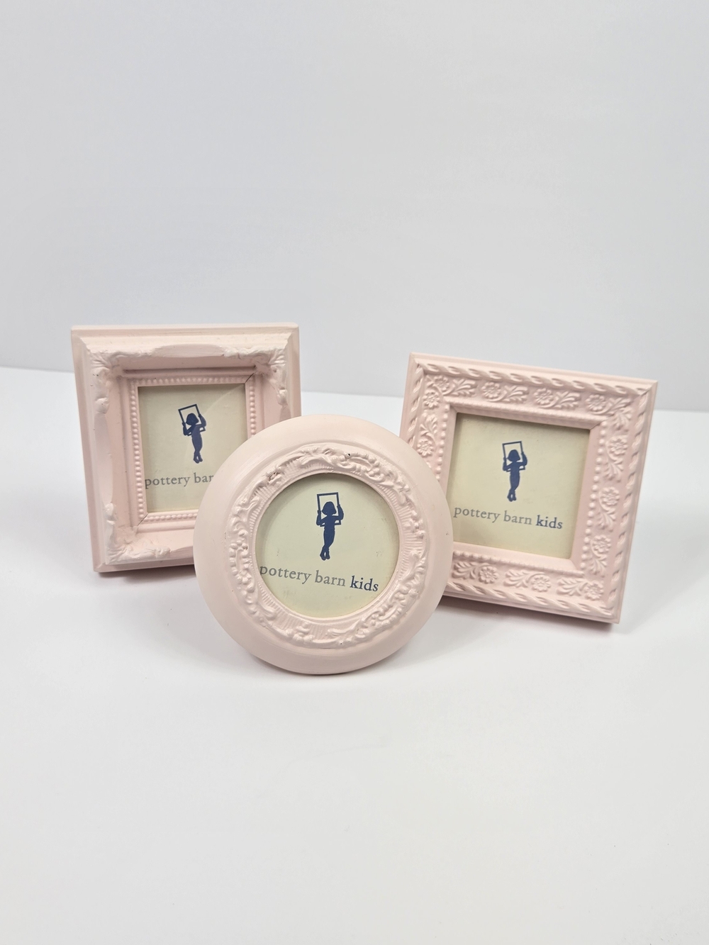 Pottery Barn Kids Pink Magnetic Picture Frames Set of 3 Shabby Chic Floral